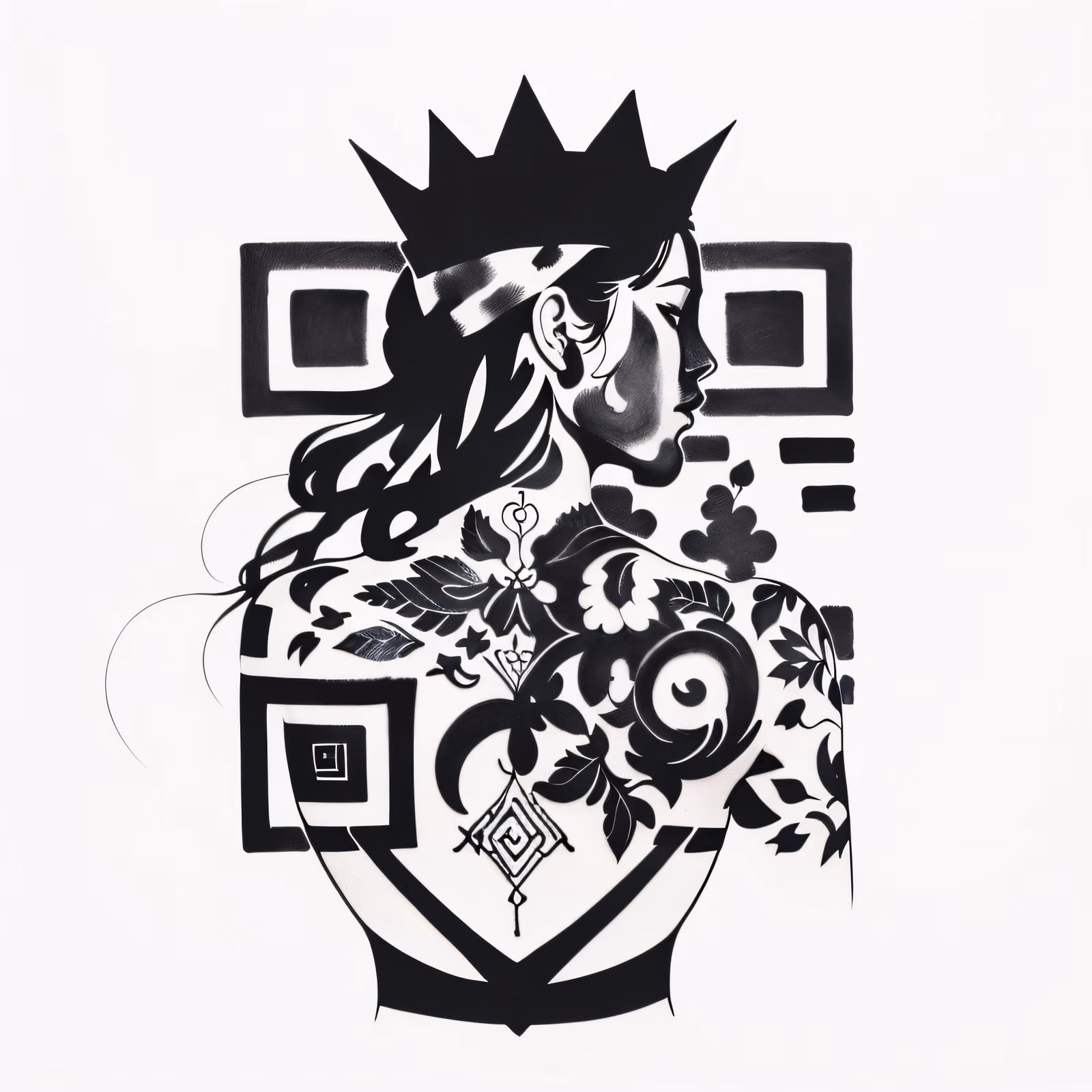 Crowned Woman Ink Tattoo QR Code for Temporary Tattoos — image 1