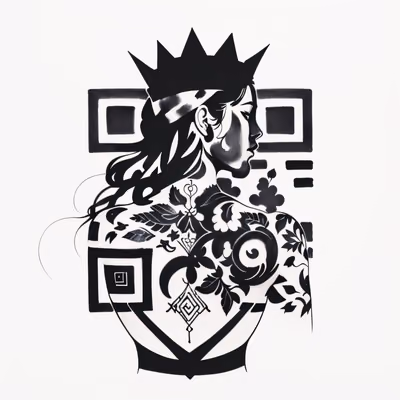 Crowned Woman Ink Tattoo QR Code for Temporary Tattoos — image 1