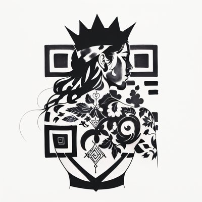 Crowned Woman Ink Tattoo QR Code for Temporary Tattoos