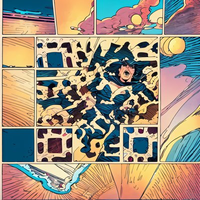 Comic Panel Falling Figure QR Code for Posters