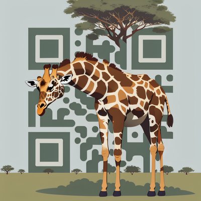 Savannah Giraffe Flat Vector QR Code Art