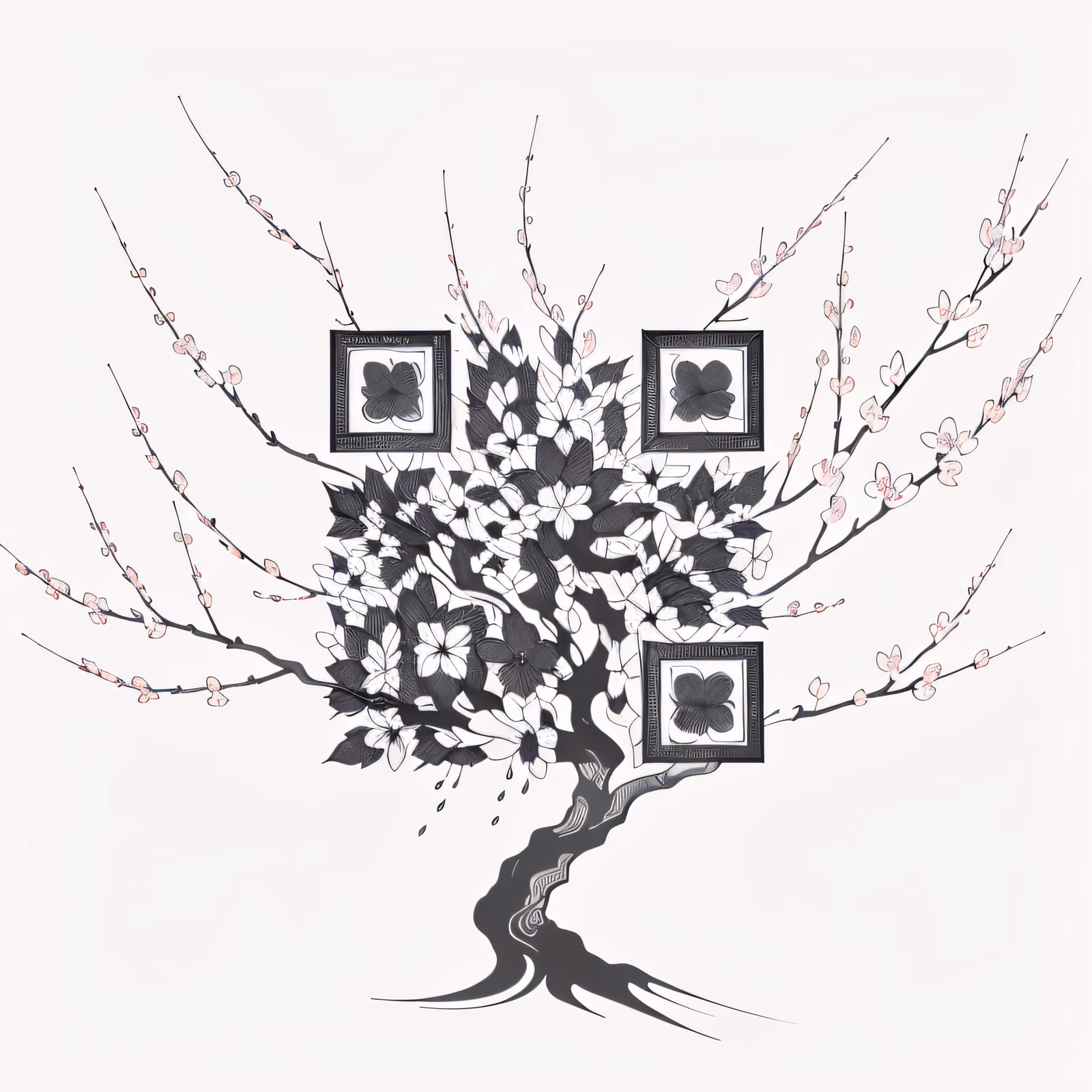 Cherry Blossom Tree Ink Tattoo QR Code for Temporary Tattoos — image 1
