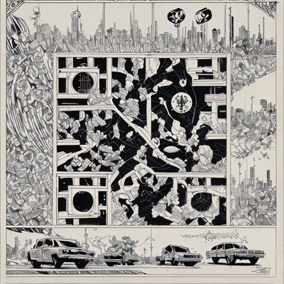 Comic Book City Panel Ink QR Code for Posters