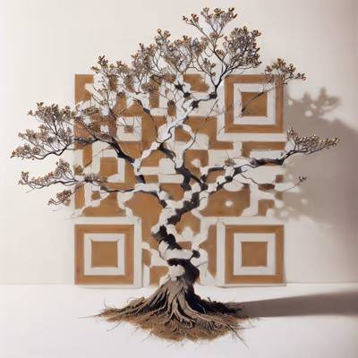 Дерево бонсай: минималистичное QR-код искусство — изображение 1