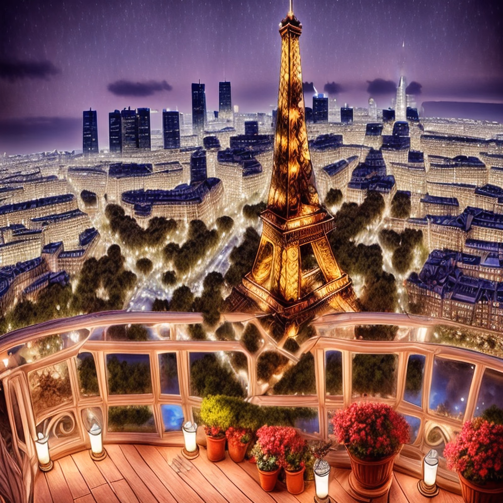 Eiffel Tower Night Skyline QR Code Art — image 1