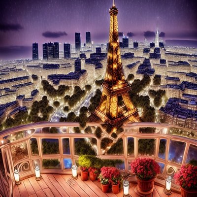 Eiffel Tower Night Skyline QR Code Art