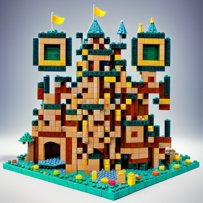 Cubist Brick Castle QR Code for Packaging