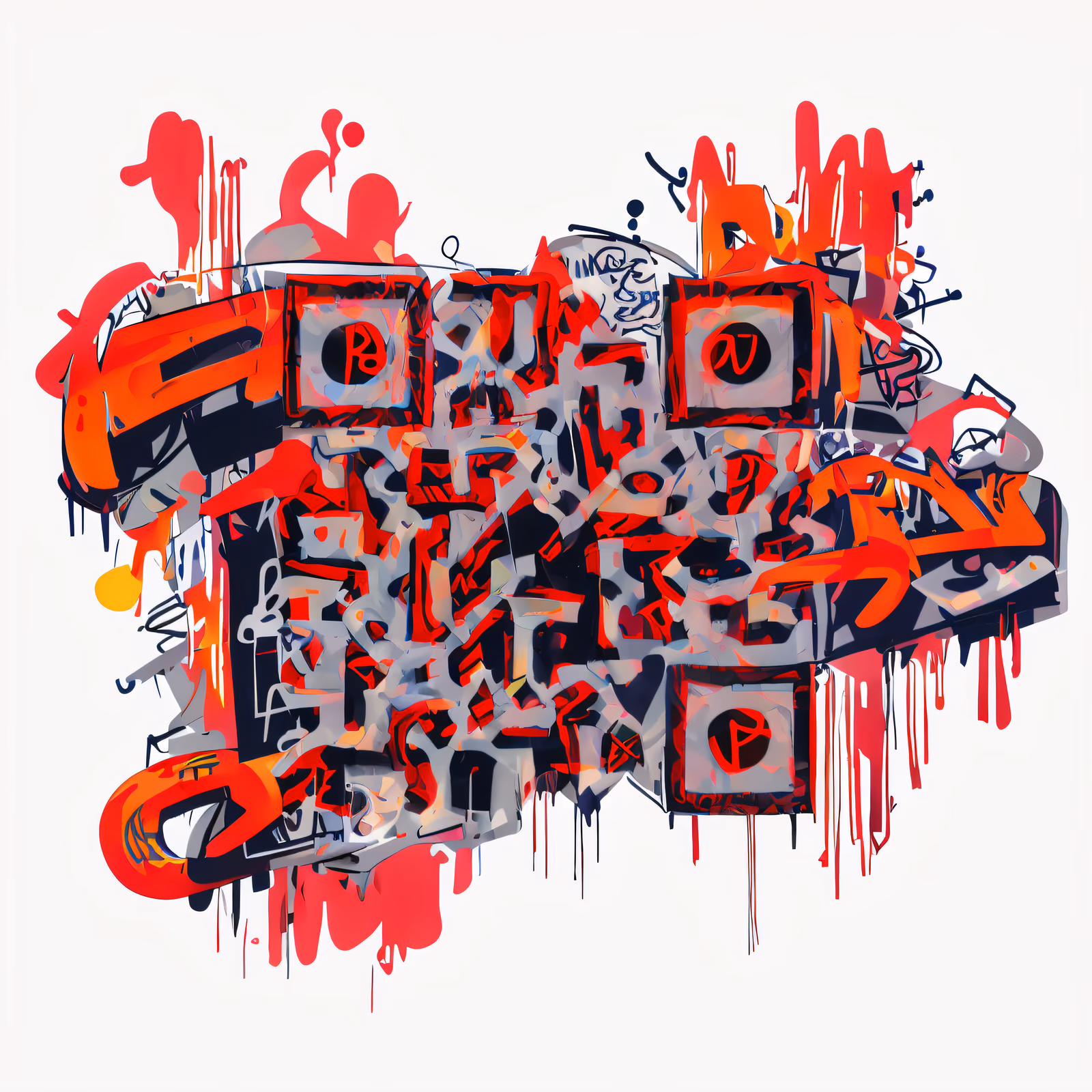 Красные граффити-буквы: QR-код для одежды — изображение 1