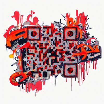 Red Graffiti Lettering QR Code for Apparel