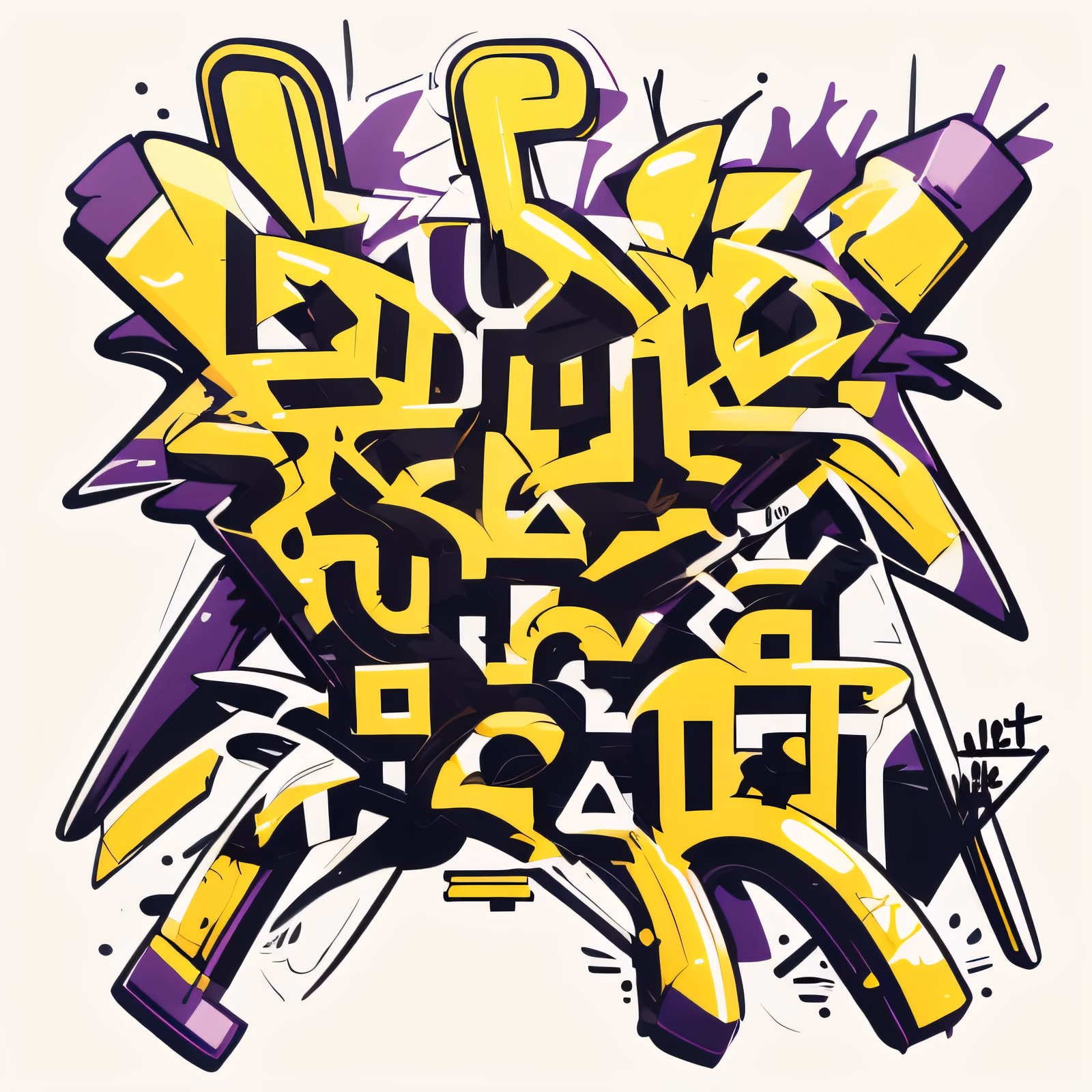 Yellow Graffiti Lettering QR Code for Stickers — image 1