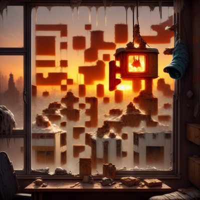 Post Apocalyptic Window Matte Painting QR Code for Posters