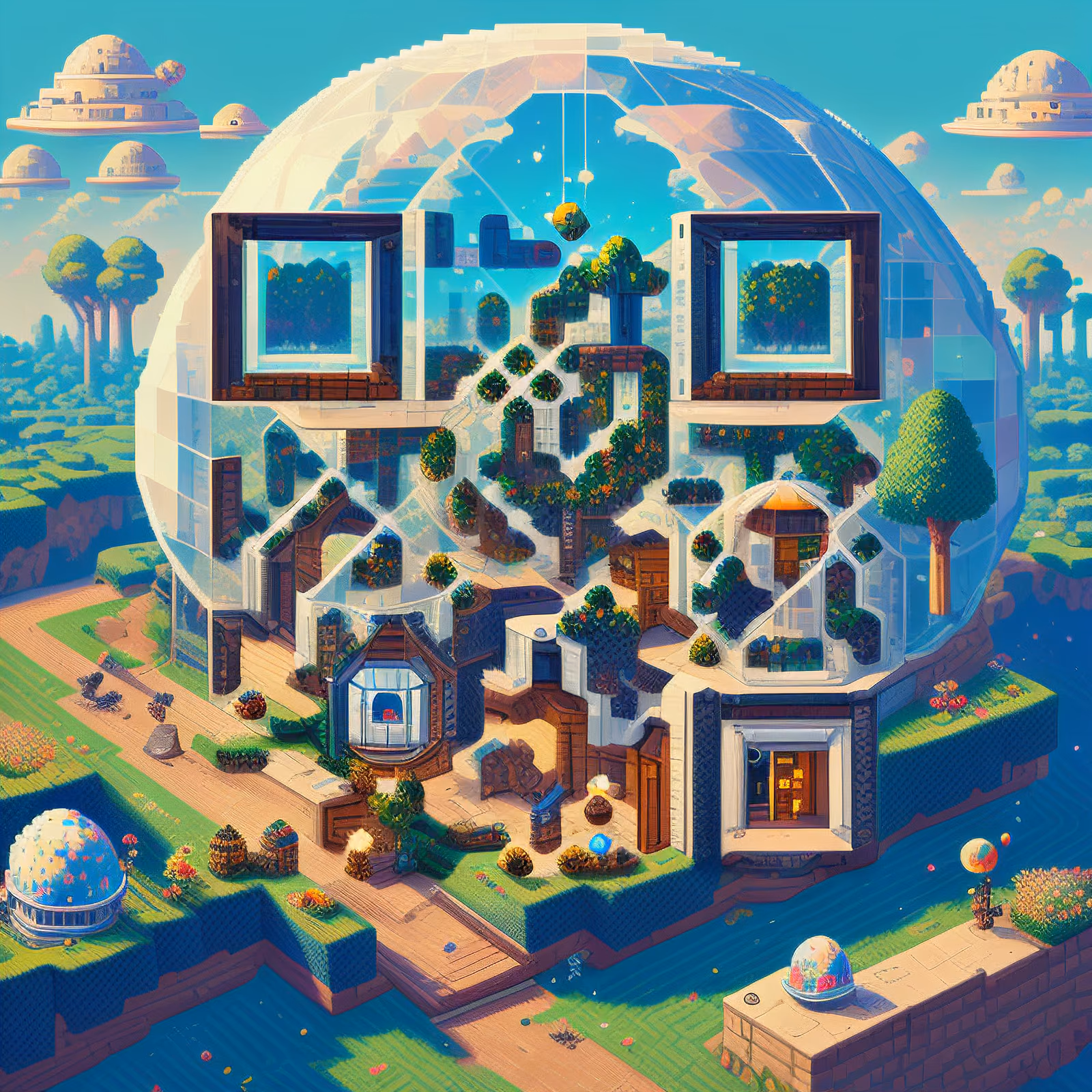 Pixel Art Space Colony Dome QR Code for Posters — image 1