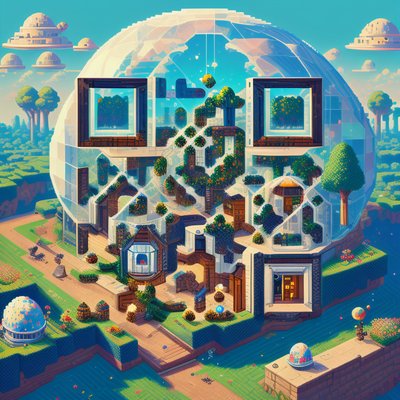 Pixel Art Space Colony Dome QR Code for Posters