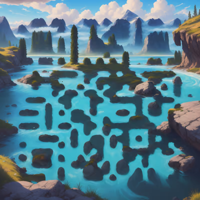 Turquoise Mountain Lake Matte Painting QR Code Art — image 1