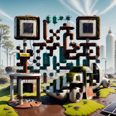 Заросшая водородная станция: ретрофутуристичный QR-код для постеров