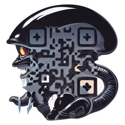 Black Alien Head Vector QR Code for Stickers — image 1