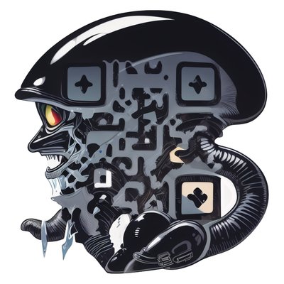 Black Alien Head Vector QR Code for Stickers