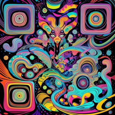 Trippy Psychedelic Creature QR Code for Posters