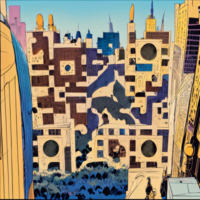 Comic Book City Skyline QR Code for Posters — image 1