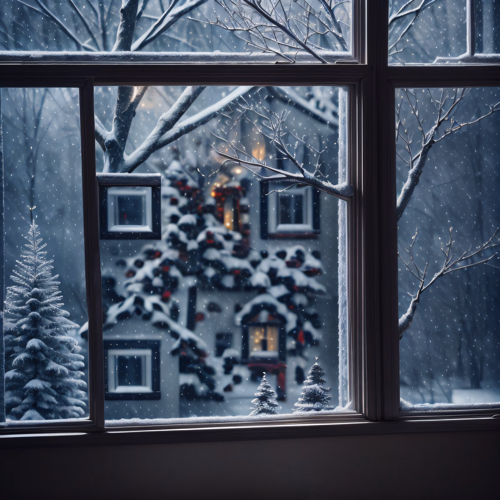 Snowy Christmas Window Scene QR Code for Greeting Cards — image 1