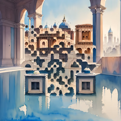 Rome Colosseum Watercolor QR Code Art — image 1