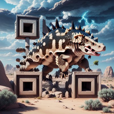 Armored Ankylosaurus 3D Render QR Code for Posters