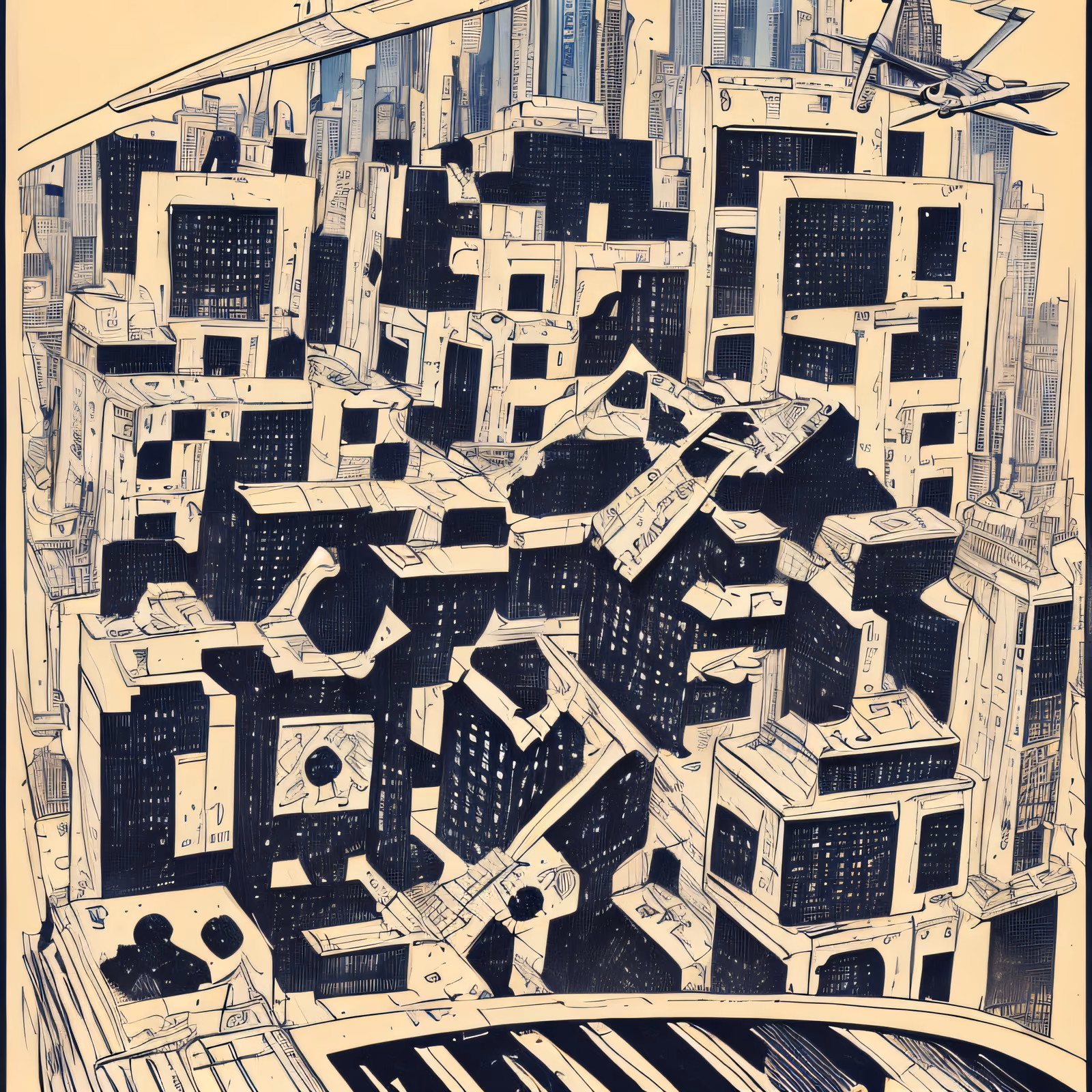 Comic Skyscraper Cityscape QR Code for Posters — image 1