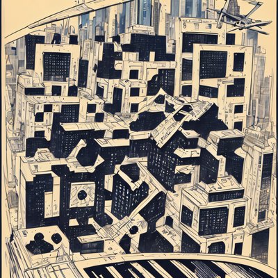 Comic Skyscraper Cityscape QR Code for Posters
