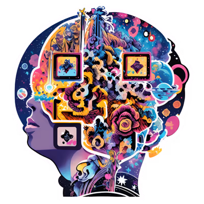Космический профиль головы: психоделический QR-код для стикеров — изображение 1