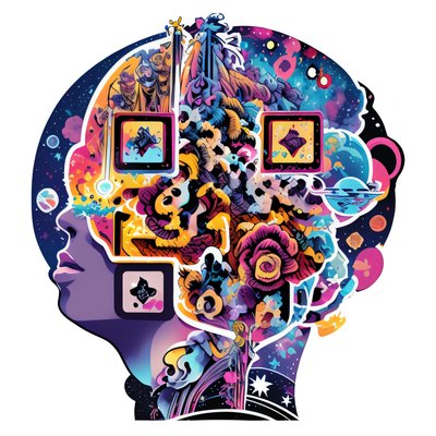 Космический профиль головы: психоделический QR-код для стикеров