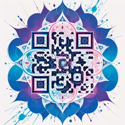 Blue Splatter Mandala QR Code Art — image 1