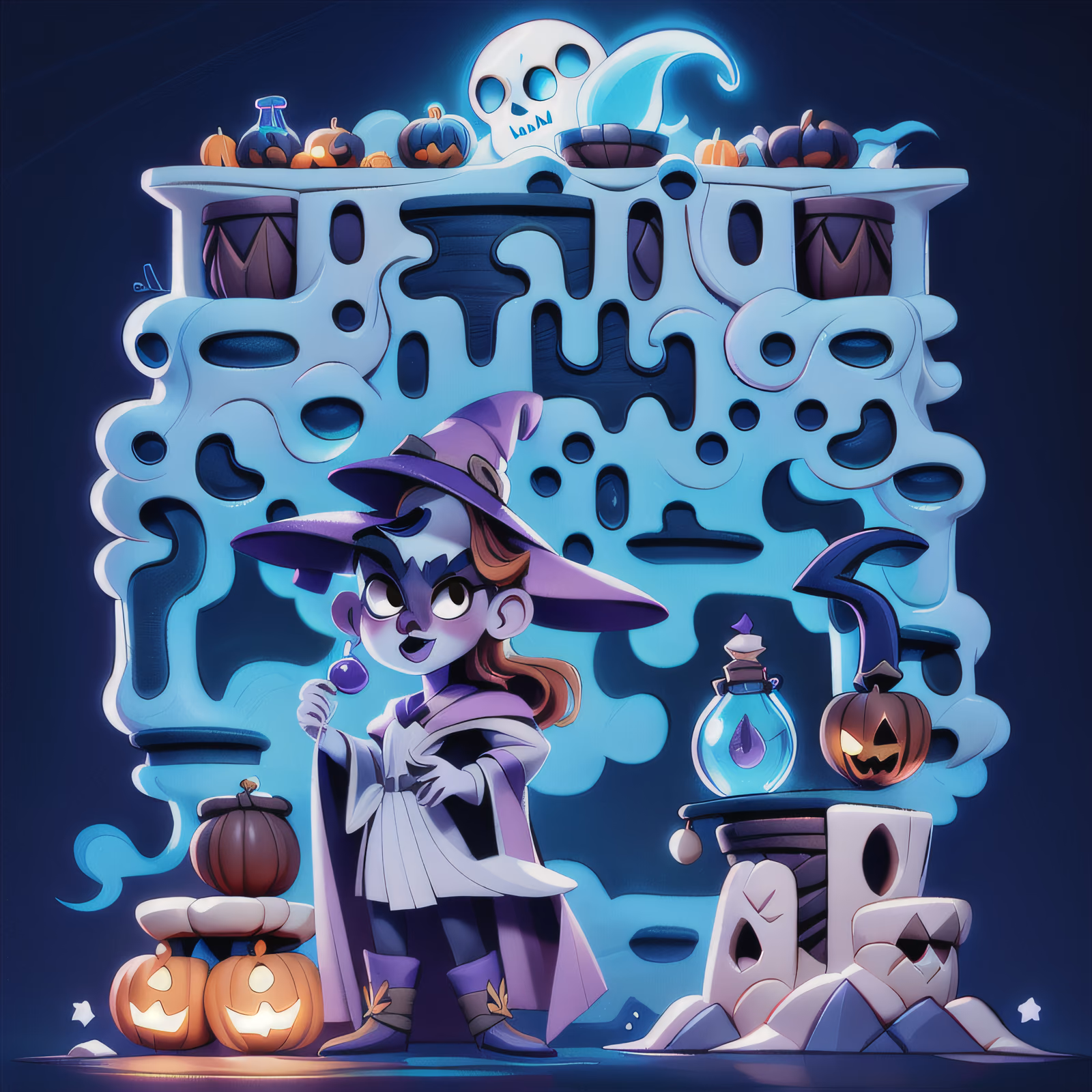 Cartoon Witch Halloween QR Code for Posters — image 1