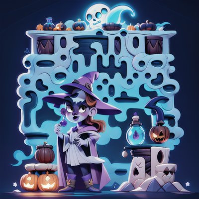 Cartoon Witch Halloween QR Code for Posters