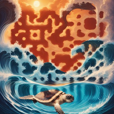 Sea Turtle Ocean Wave Painting QR Code for Posters