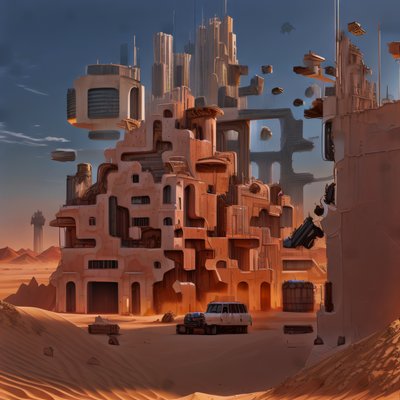 Desert City Concept Art QR Code for Posters