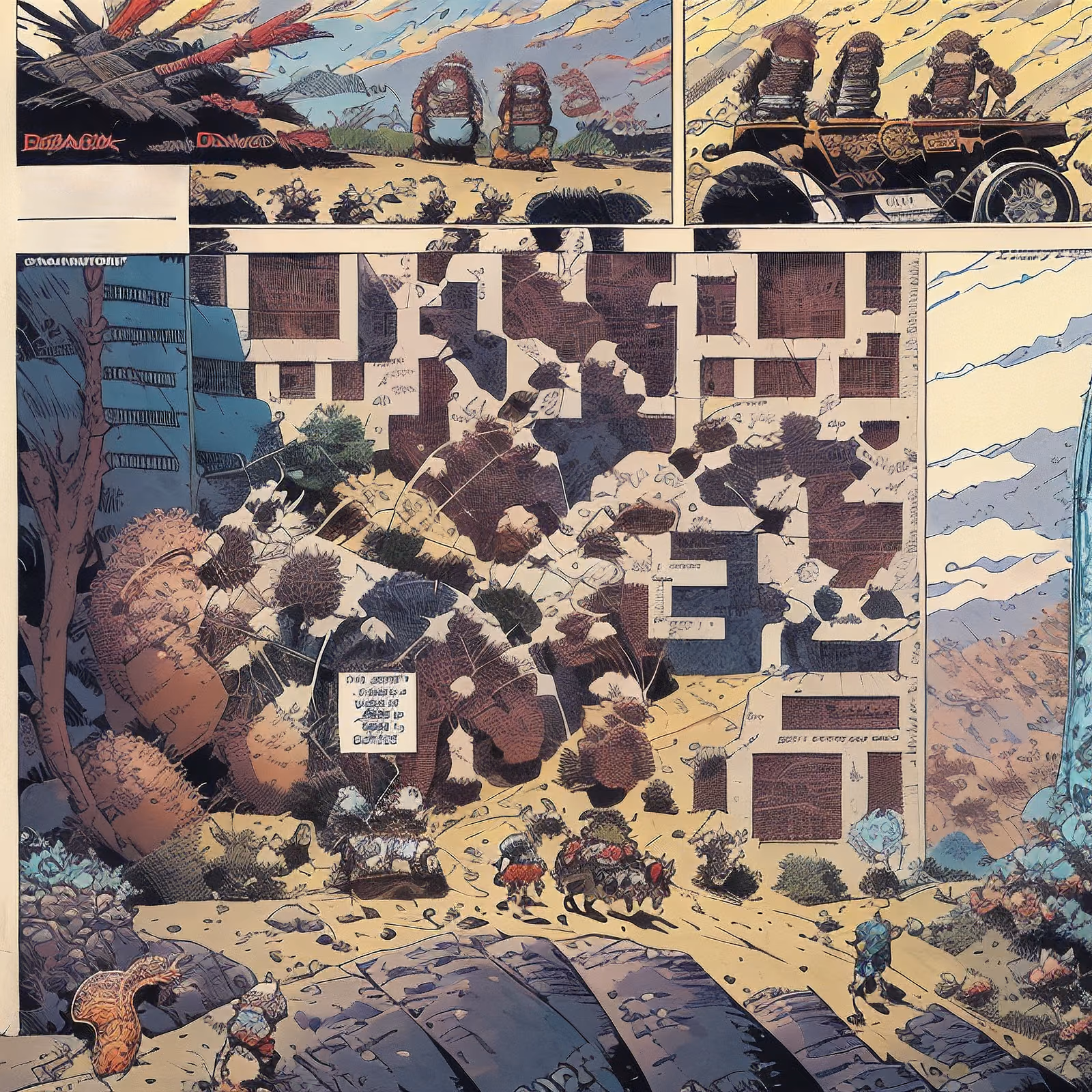 Comic Panel Ruins Ink Illustration QR Code for Posters — image 1