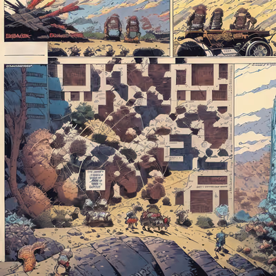 Comic Panel Ruins Ink Illustration QR Code for Posters — image 1
