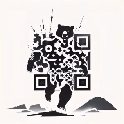 Стоящий медведь, чернильная татуировка QR-код для временных тату — изображение 1