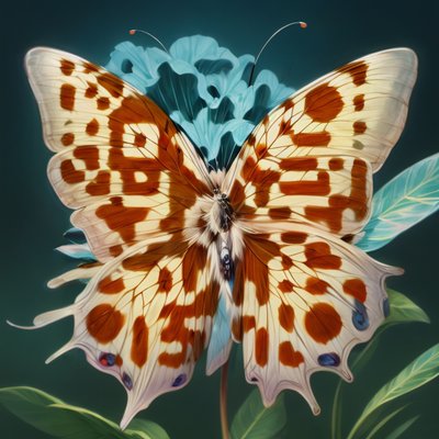 Spotted Butterfly on Blue Flower QR Code Art