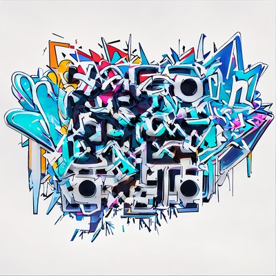 Wildstyle Graffiti Lettering Digital Painting QR Code for Stickers