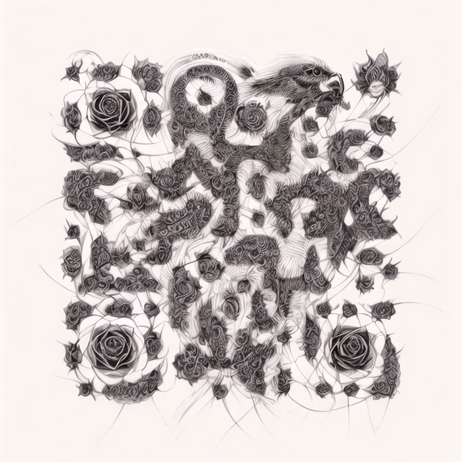 玫瑰与鸟禅绕画二维码艺术 — 图片 1