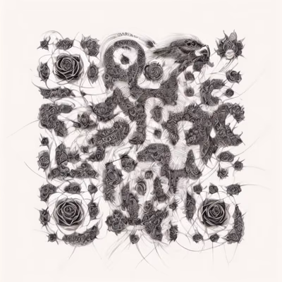 玫瑰与鸟禅绕画二维码艺术 — 图片 1