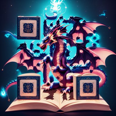 Winged Dragon on Open Book QR Code for Book Covers