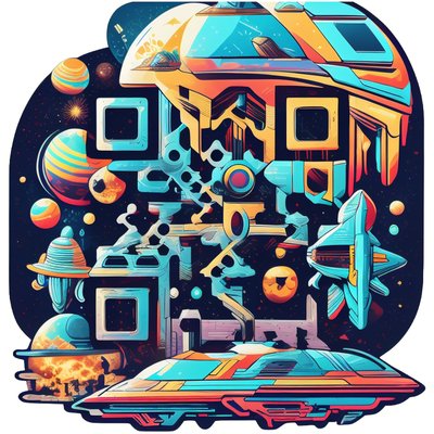 Spaceship Fleet Vector QR Code for Stickers