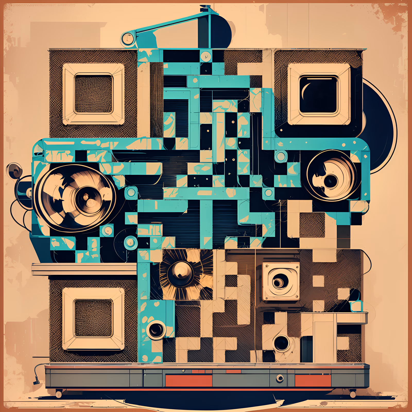 Retro Film Projector Illustration QR Code for Posters — image 1
