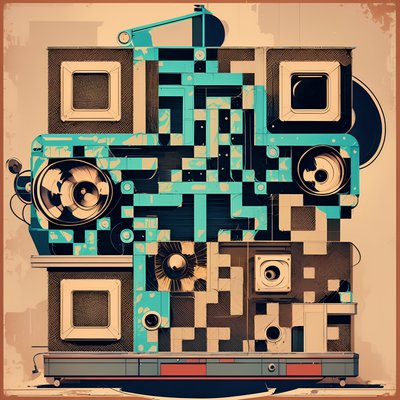 Retro Film Projector Illustration QR Code for Posters
