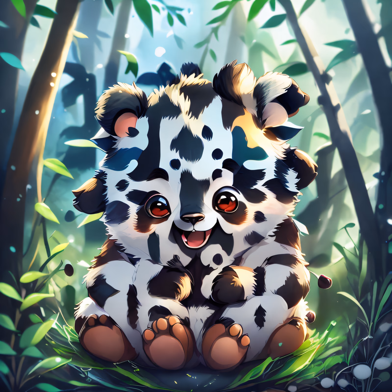Cartoon Panda in Bamboo Forest QR Code for Stickers — image 1