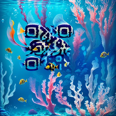 Luminous Reef Fish Digital Painting QR Code Art