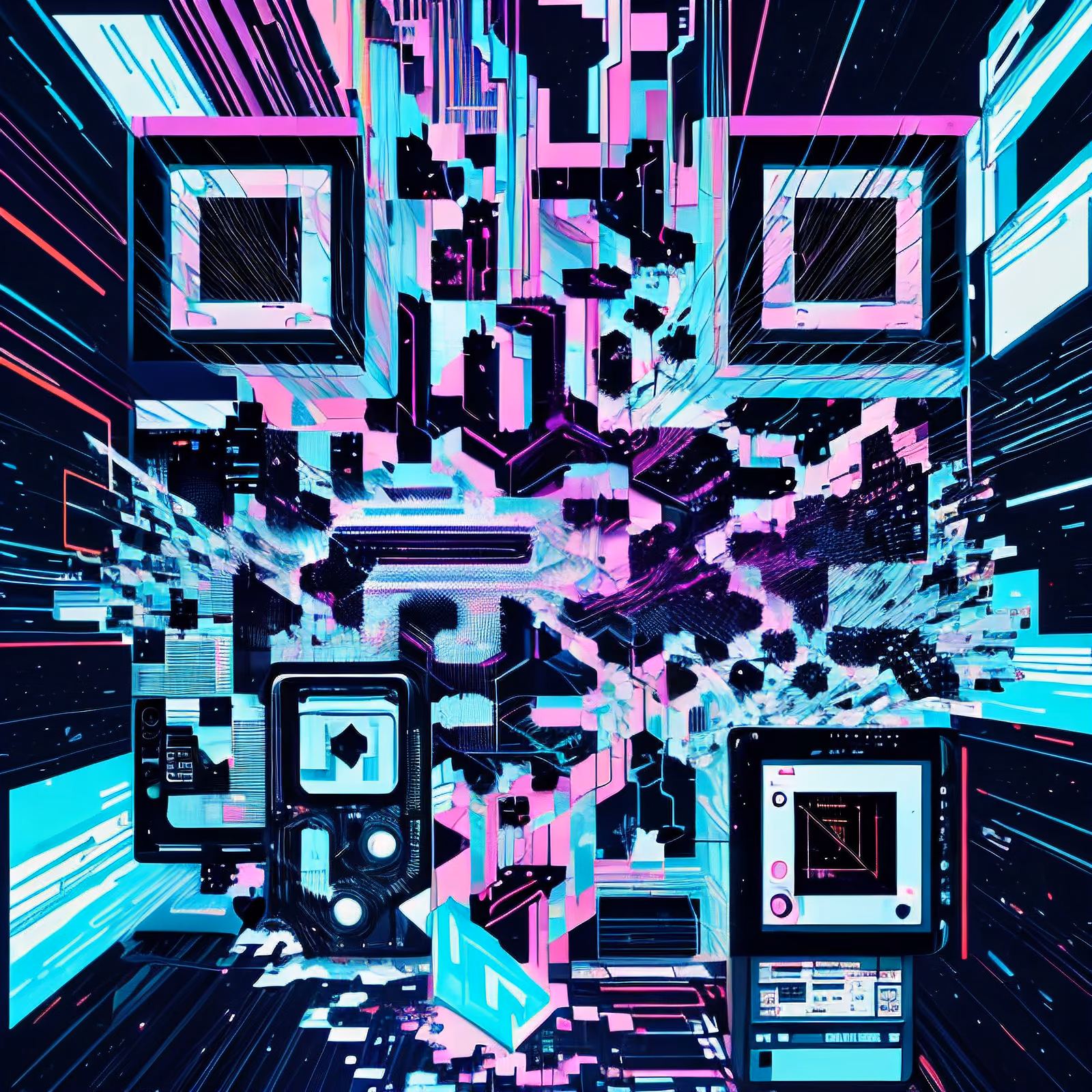 Glitch Shard Cyberpunk QR Code for Posters — image 1
