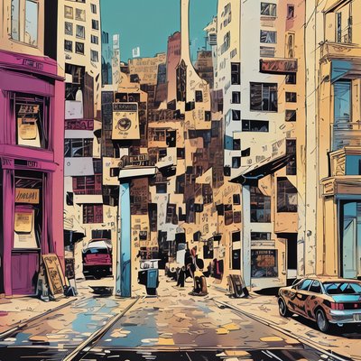 Comic Book City Street QR Code for Posters